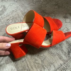 Sole Society red slip on suede heels